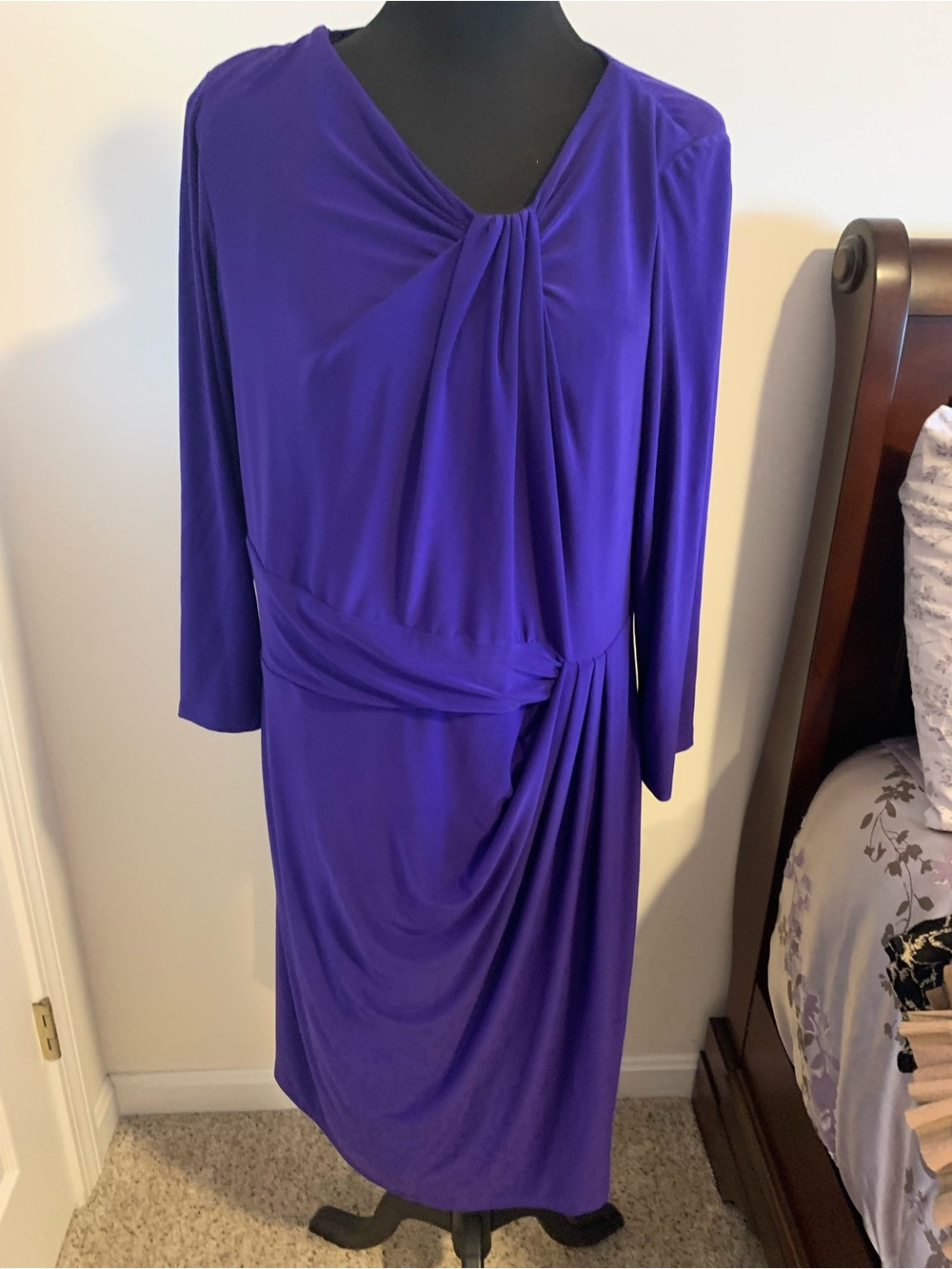 Lauren Ralph Lauren Violet Long-Sleeve Draped Dress